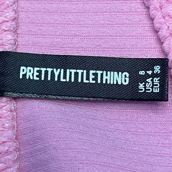 PrettyLittleThings High Waist Bikini Bottom Pink Crinkle Swim Coastal Swimsuit 4 - Picture 6 of 7